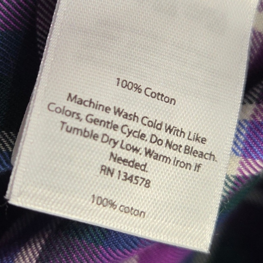 Vineyard Vines Button Down Shirt Men Small Purple Green Plaid Long Sleeve Murray - Picture 9 of 11